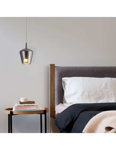 Lámpara Colgante de Campana cristal Elsa cromo Ø22,5cm ambiente