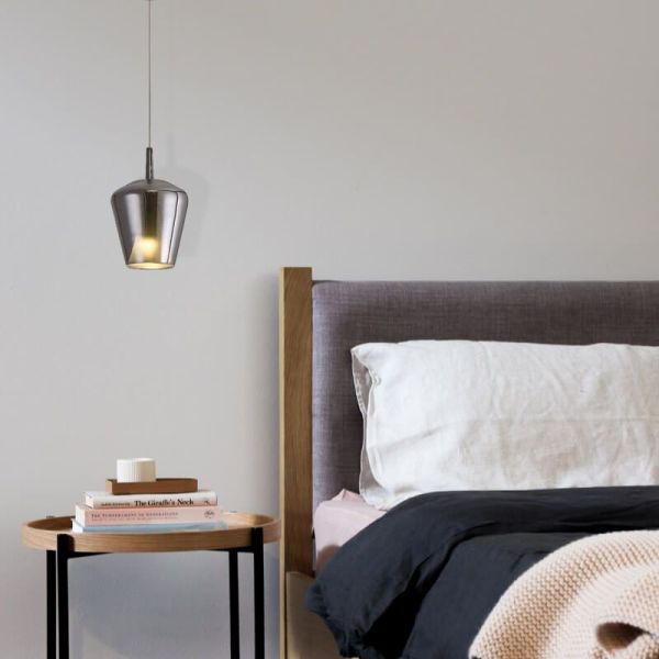 Lámpara Colgante de Campana cristal Elsa cromo Ø22,5cm ambiente