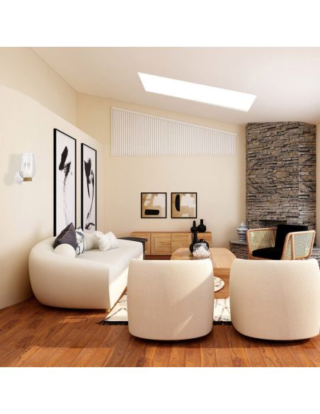 Aplique de pared Nora de cristal 1 Luz el Champ E27 - blanco/madera, negro/mármol, oro/blanco