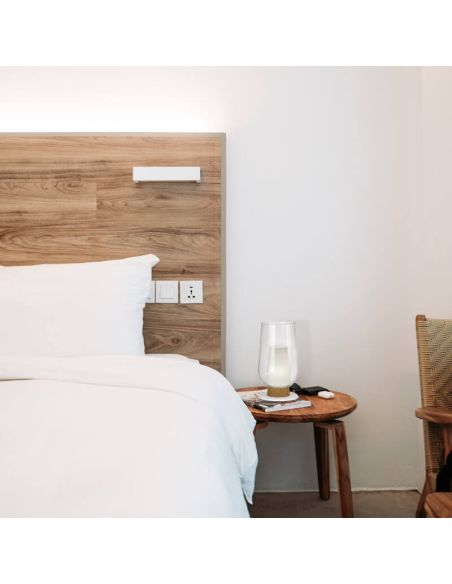 Lámpara de Sobremesa de cristal Nora el Champ 1 Luz E27 Ø18 cm - blanco/madera