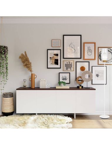 Lampadaire en cristal Nora el Champ - blanc/bois ambiant