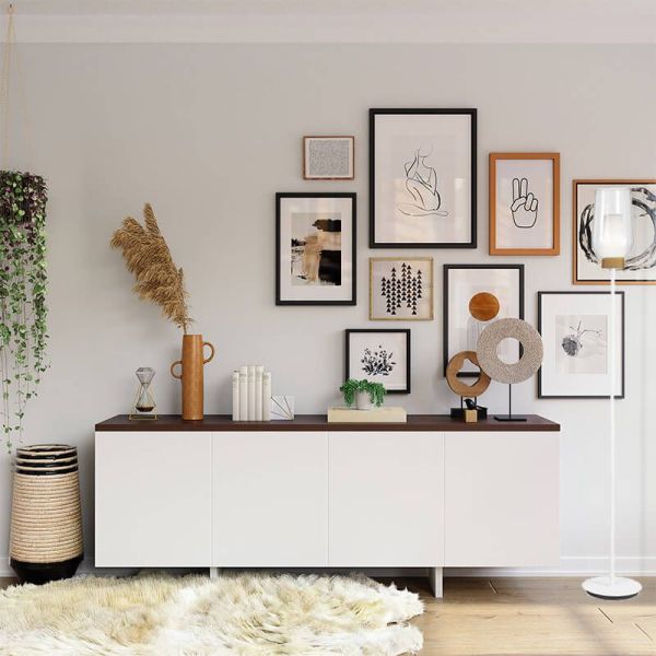 Lampadaire en cristal Nora el Champ - blanc/bois ambiant