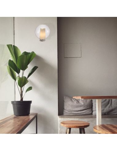 Lámpara de Sobremesa de cristal Nora bola de cristal ø25  - negro/mármol, oro/blanco ambiente