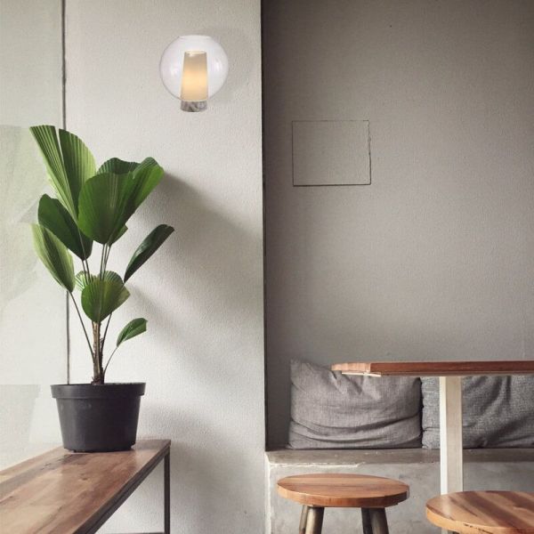 Lámpara de Sobremesa de cristal Nora bola de cristal ø25  - negro/mármol, oro/blanco ambiente