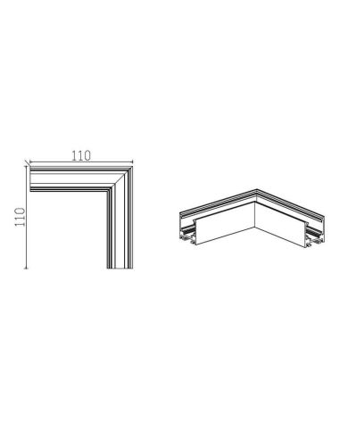 Conector unión en L 90º para carril de superficie magnético interior/exterior Magneto negro - Accesorios medidas