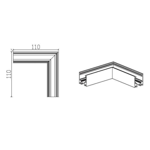 Conector unión en L 90º para carril de superficie magnético interior/exterior Magneto negro - Accesorios medidas