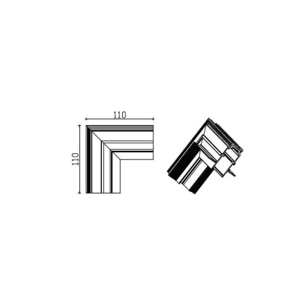 Conector unión en L interior para unir carril de empotrar magnético Magneto negro - Accesorios medidas
