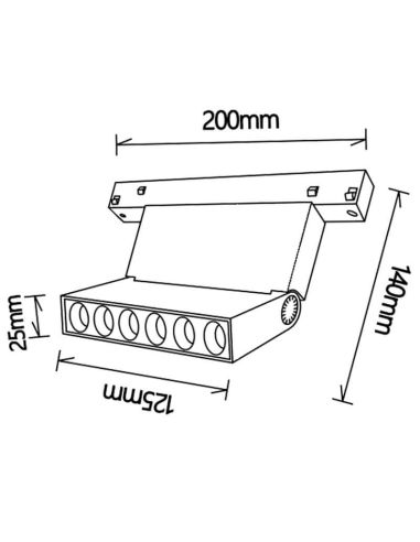 Foco lineal LED carril magnético 6 Luces Magneto negro 10W medidas