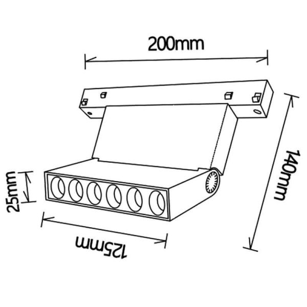 Foco lineal LED carril magnético 6 Luces Magneto negro 10W medidas
