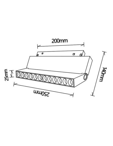 Foco lineal LED carril magnético 6 Luces Magneto negro 20W  medidas