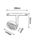 Foco LED orientable para carril magnético negro 4 Luces Magneto 20W medidas