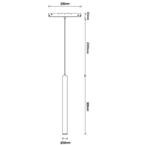 Foco colgante LED carril magnético Magneto 5W 3000K negro medidas
