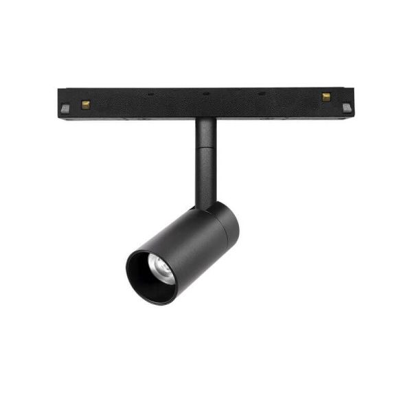 Foco LED orientable de carril magnético Magneto 5W 3000K negro Regulable en intensidad Triac