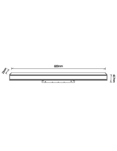Foco Lineal difusor LED carril magnético Magneto negro 16W 3000K Regulable en intensidad Triac medidas