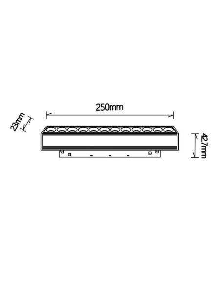 Foco Lineal COB LED difusor para carril magnético Magneto negro 12W 3000K Regulable en intensidad Triac medidas
