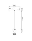 Foco colgante LED en forma de bola para carril magnético Magneto 7W 3000K negro Regulable en intensidad Triac medidas