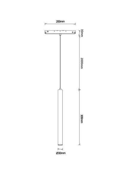 Foco colgante LED carril magnético Magneto 5W 3000K negro Regulable en intensidad Triac medidas
