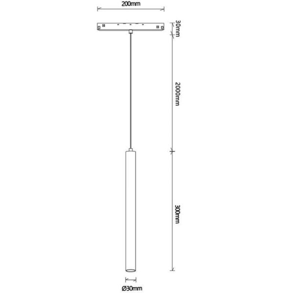 Suspension LED rail magnétique Magneto 5W 3000K noir Intensité variable Mesures Triac