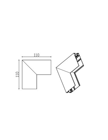 Conector en L INTERNA carril magnético Magneto negro medidas