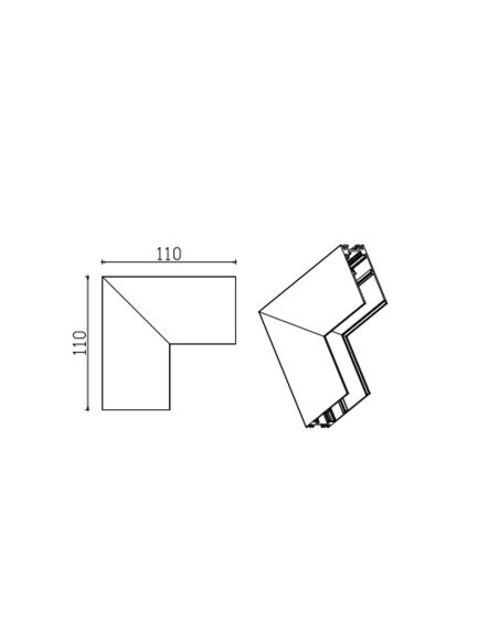 Conector en L INTERNA carril magnético Magneto negro medidas