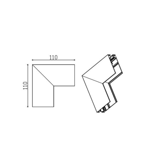 Conector en L INTERNA carril magnético Magneto negro medidas