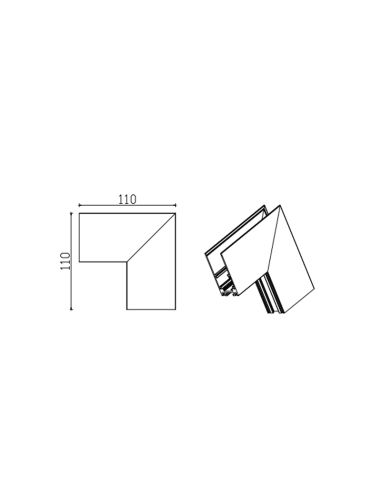 Conector en L EXTERNA carril magnético Magneto negro medidas