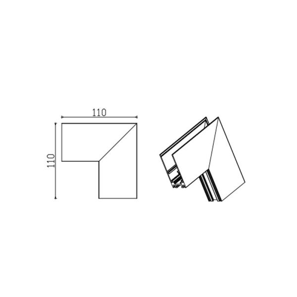 Conector en L EXTERNA carril magnético Magneto negro medidas
