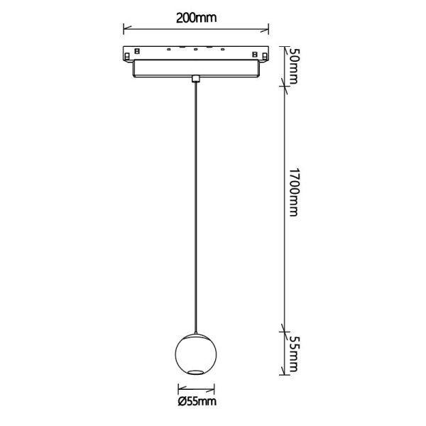 Foco colgante LED en forma de bola para carril magnético Magneto 7W 3000K negro/Oro Con y Sin Triac medidas