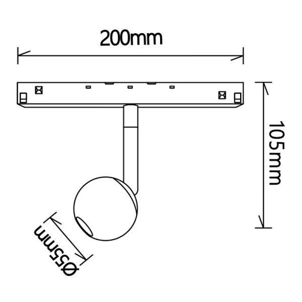 Foco LED en forma de Bola para carril magnético Magneto 7W 3000K negro/oro Con y Sin TRIAC medidas