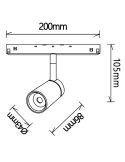 Foco LED carril magnético Magneto negro/oro 5W y 7W 3000K Regulable en intensidad Triac medidas