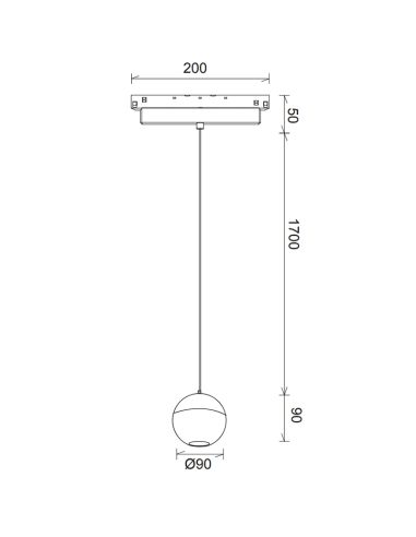 Foco colgante LED carril magnético Bola Magneto 10W Negro y Negro/Oro 110º de ángulo de apertura 3000K Triac