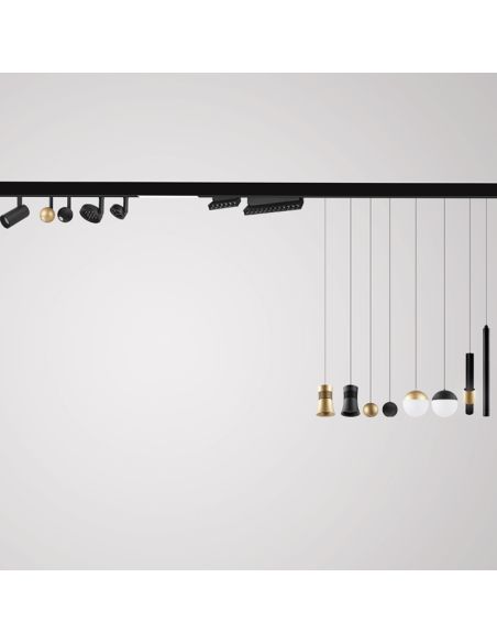 Suspension LED rail magnétique Magneto 7W 3000K noir et noir/or Avec ou sans Triac d'ambiance