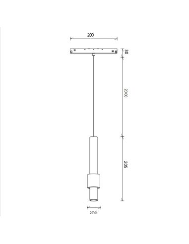 Foco colgante LED carril magnético Magneto 7W 3000K negro y negro/oro Con o sin Triac medidas