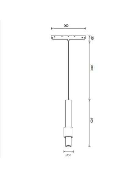 Foco colgante LED carril magnético Magneto 7W 3000K negro y negro/oro Con o sin Triac medidas