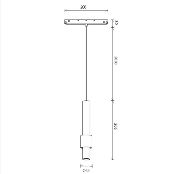 Foco colgante LED carril magnético Magneto 7W 3000K negro y negro/oro Con o sin Triac medidas