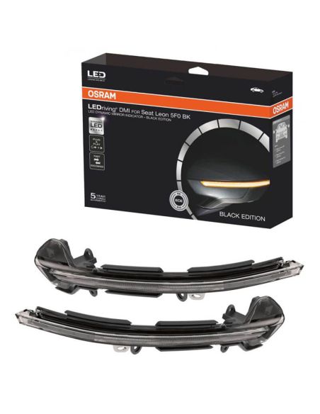 Indicador dinâmico LED para acabamento espelhado Preto LEDriving® LEDDMI 5F0 BK S Conjunto aprovado de 2. Assento Osram | LeonLe