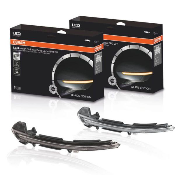Clignotants dynamiques à LED pour finition miroir Noir LEDriving® LEDDMI 5F0 BK S Homologué Lot de 2. Seat Osram | LéonLeds