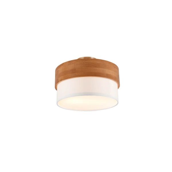Plafón de techo redondo madera natural 30 cm Seasons 2xE14 40W