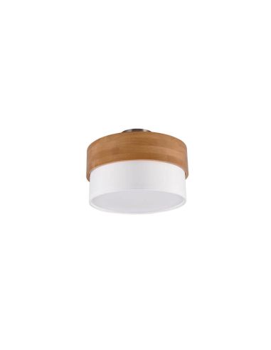 Plafón de techo redondo madera natural 30 cm Seasons 2xE14 40W sin luz