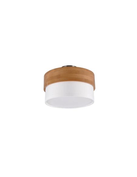 Plafón de techo redondo madera natural 30 cm Seasons 2xE14 40W sin luz