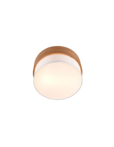 Plafón de techo redondo madera natural 30 cm Seasons 2xE14 40W con luz