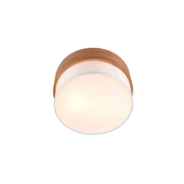 Plafón de techo redondo madera natural 30 cm Seasons 2xE14 40W con luz