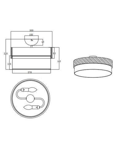 Candeeiro de teto redondo de madeira natural 30 cm Seasons 2xE14 40W medidas