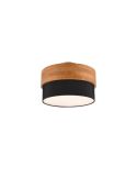 Plafón de techo redondo pantalla negra madera natural 30 cm Seasons 2xE14 40W