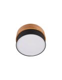 Plafón de techo redondo pantalla negra madera natural 30 cm Seasons 2xE14 40W detalle