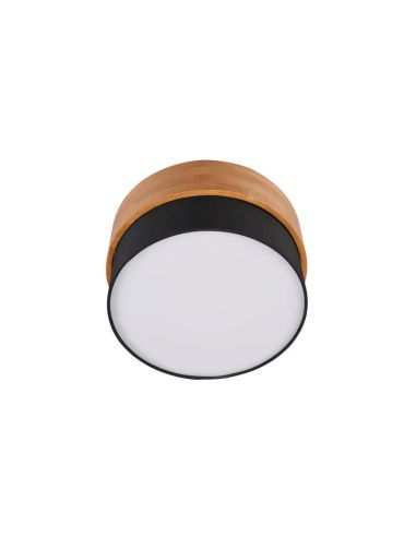 Candeeiro de teto redondo preto abajur madeira natural 30 cm Seasons 2xE14 40W detalhe