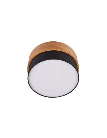 Plafonnier rond abat-jour bois naturel noir 30 cm Seasons 2xE14 40W détail