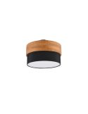 Plafón de techo redondo pantalla negra madera natural 30 cm Seasons 2xE14 40W desde abajo