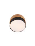 Candeeiro de teto redondo preto abajur madeira natural 30 cm Seasons 2xE14 40W com luz