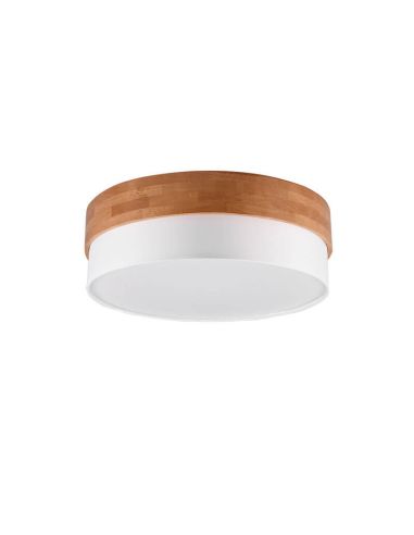 Plafón de techo redondo madera natural 50 cm Seasons 2xE14 40W detalle